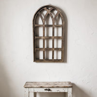 44 Inch Wall Wood Window Arch -Large Cathedral Window Frame-Sunset Grove Cathedral - Ranch Junkie LLC 