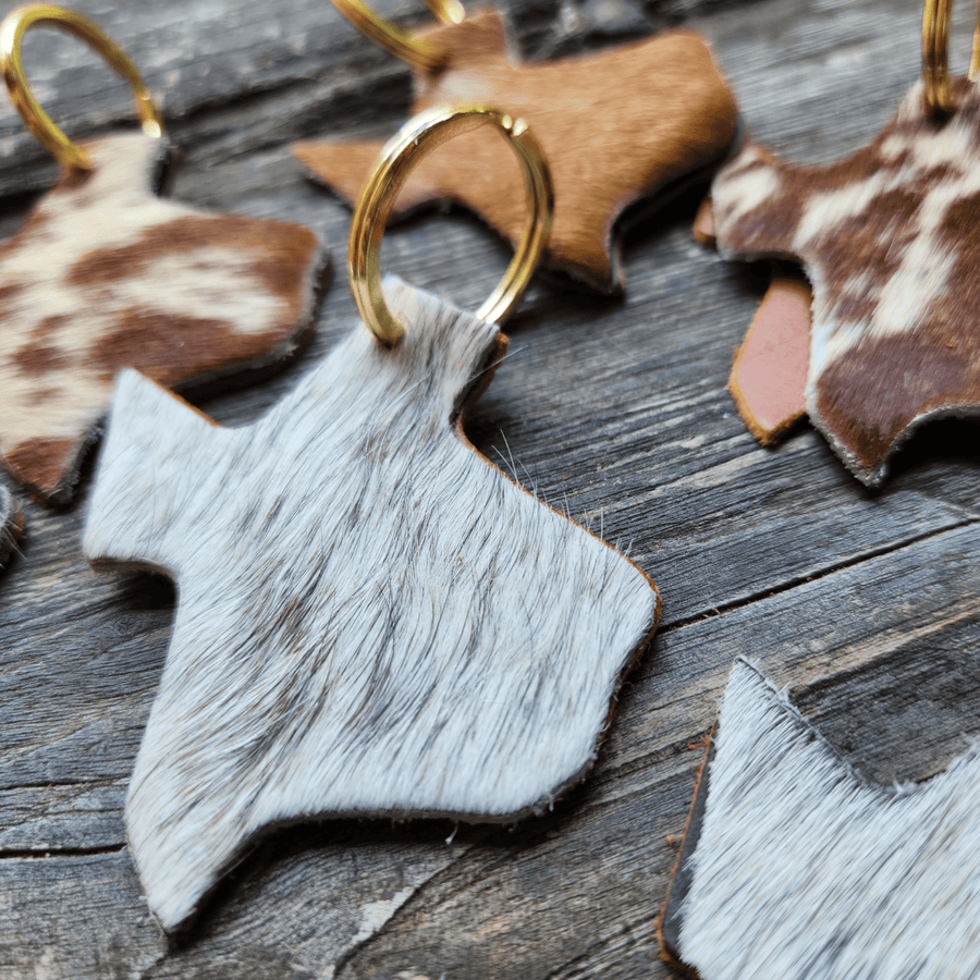 Texas Cowhide Leather Key Chain- Texas Key Fob key chainRanch Junkie