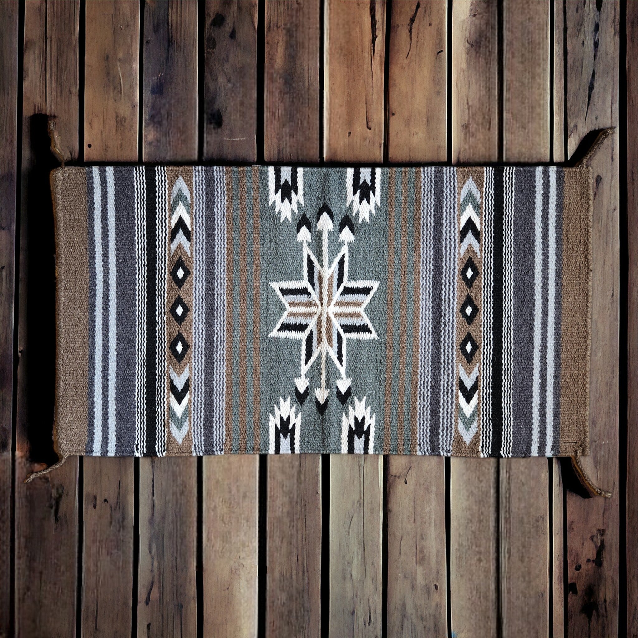 20" X 40" Handwoven Wool Southwestern Rug The Tia Accent Rug - Ranch Junkie Mercantile LLC 