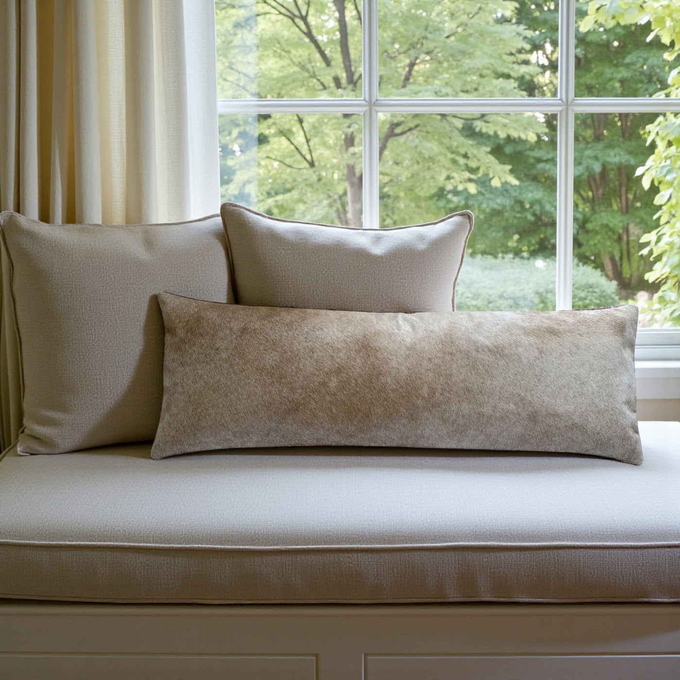 12x36 Genuine Cowhide Pillow Covers Lumbar Toasted Marshmallow Double Sided Highlands Cowhide Pillow - Ranch Junkie Mercantile LLC 