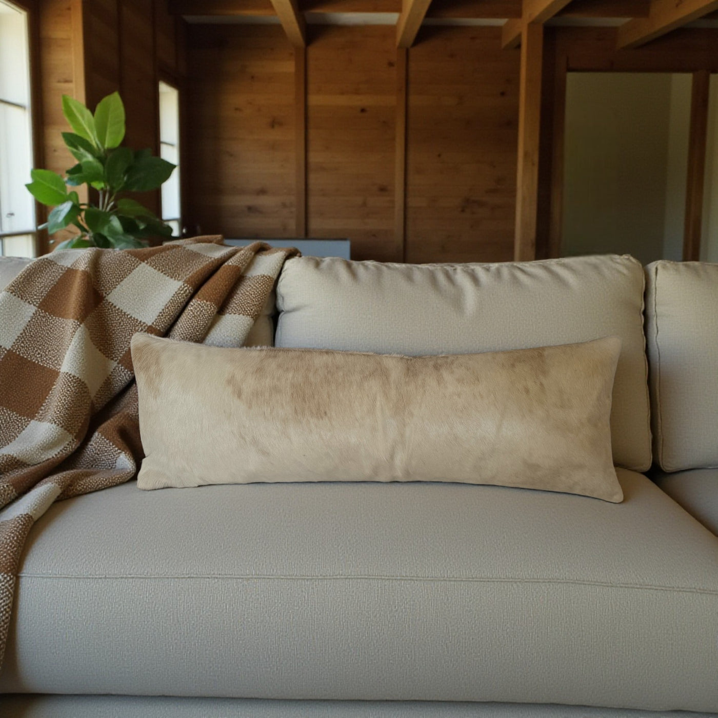 12x36 Genuine Cowhide Pillow Covers Lumbar Toasted Marshmallow Double Sided Highlands Cowhide Pillow - Ranch Junkie Mercantile LLC 