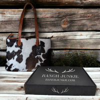 Genuine Cowhide Large Tote Highlands Black Cowhide Tote - Ranch Junkie Mercantile LLC 