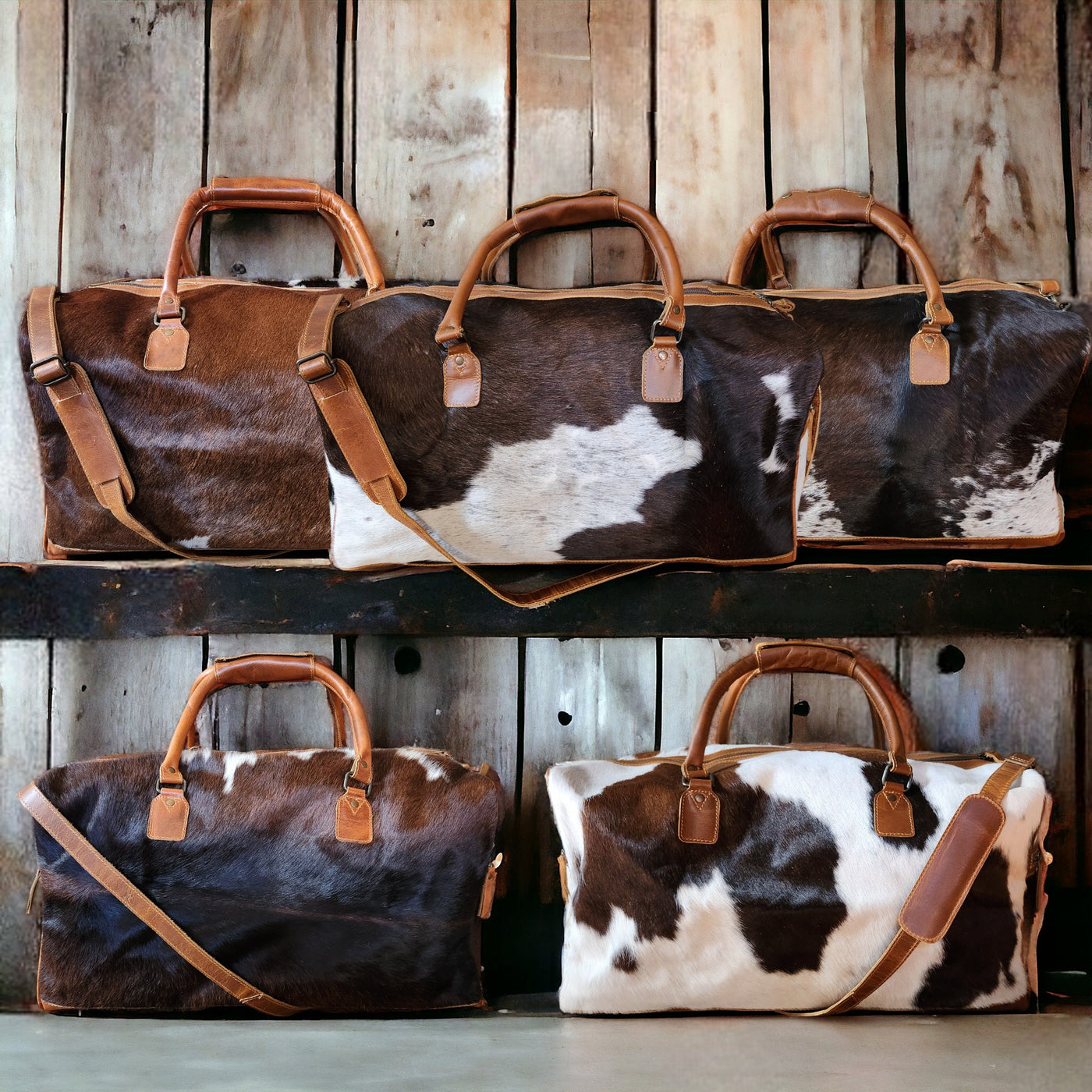 Genuine Cowhide Duffel Bag The Highlands Saddle Large Cowhide Duffel - Ranch Junkie Mercantile LLC 