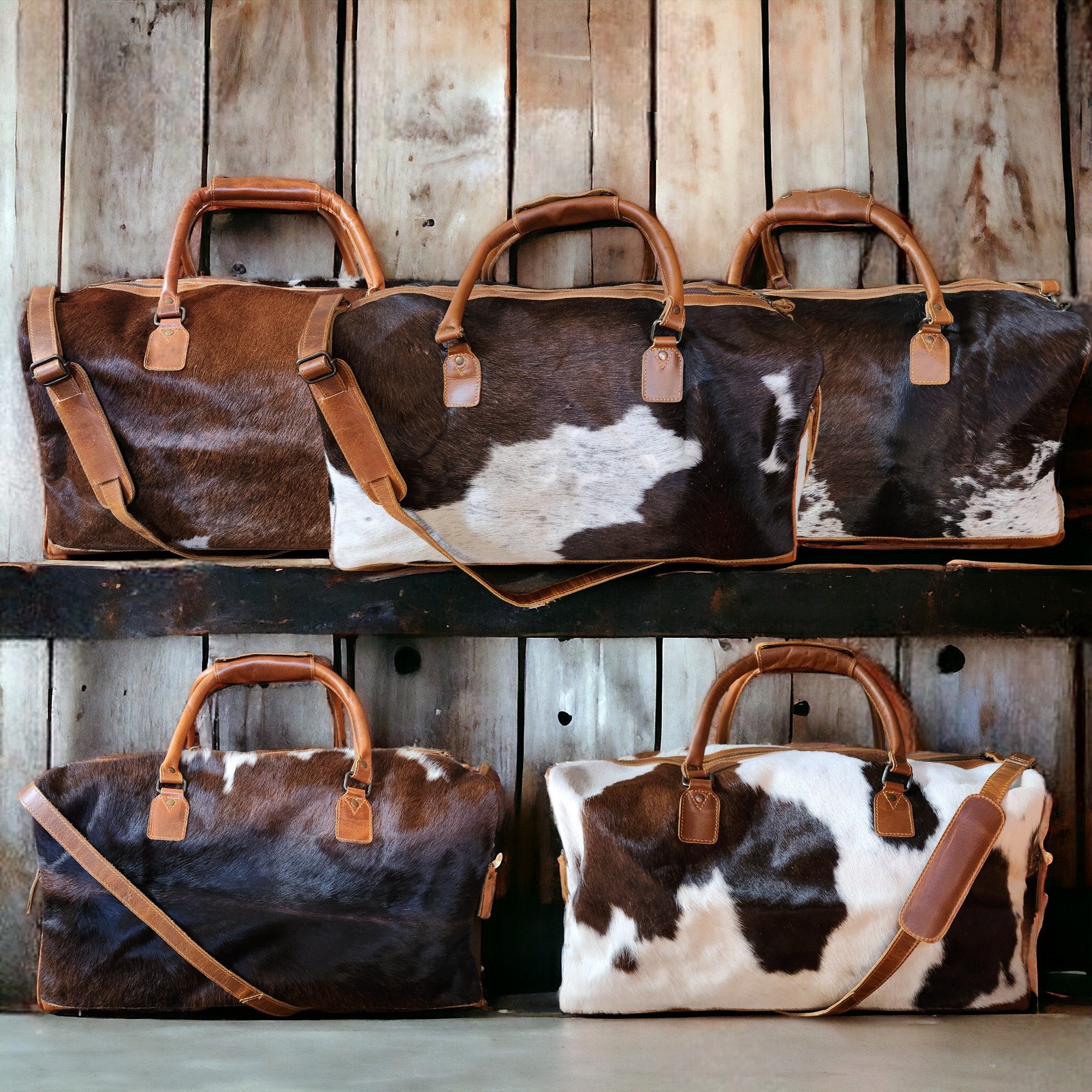Genuine Cowhide Duffel Bag The Highlands Saddle Large Cowhide Duffel - Ranch Junkie Mercantile LLC 