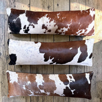 12x36 Genuine Cowhide Pillow Covers Lumbar Tricolor Double Sided Highlands Cowhide Pillow