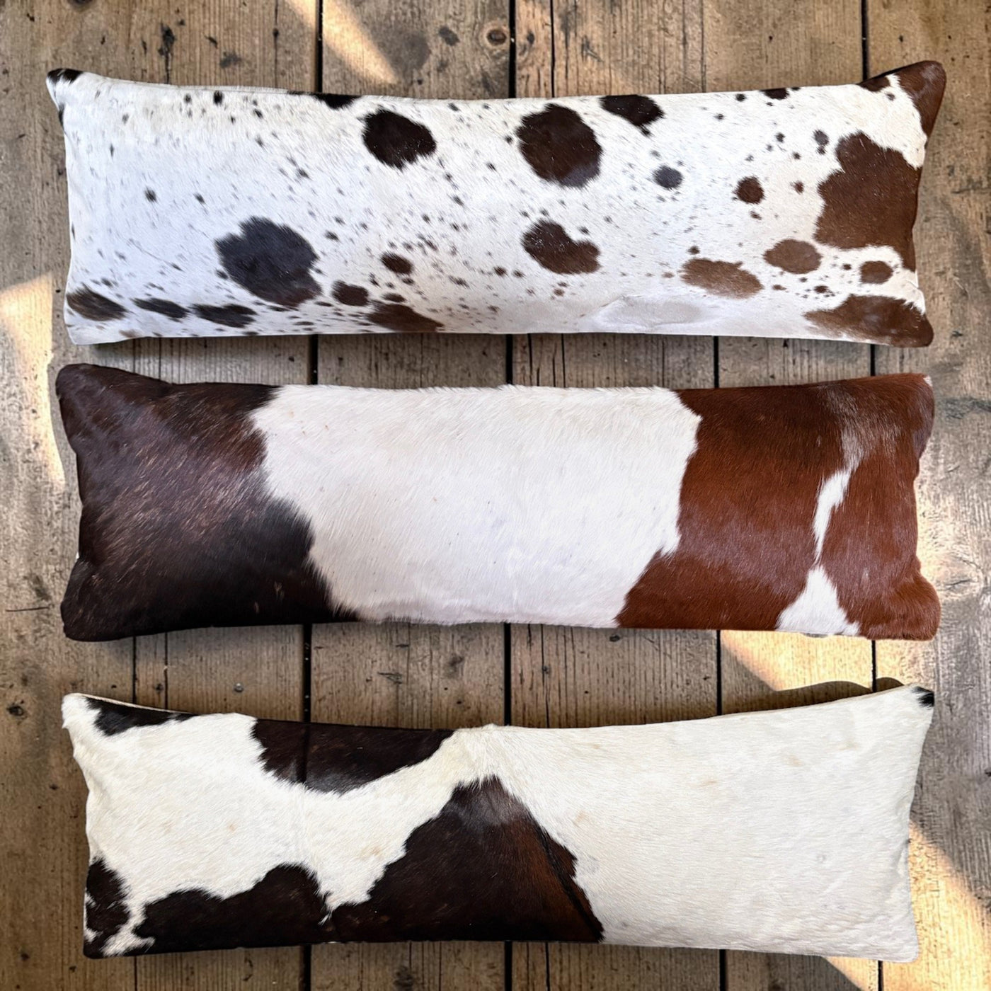 12x36 Genuine Cowhide Pillow Covers Lumbar Tricolor Double Sided Highlands Cowhide Pillow