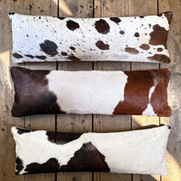 12x36 Genuine Cowhide Pillow Covers Lumbar Tricolor Double Sided Highlands Cowhide Pillow