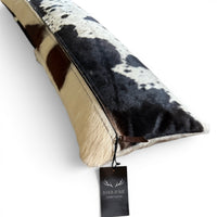 12x36 Genuine Cowhide Pillow Covers Lumbar Tricolor Double Sided Highlands Cowhide Pillow