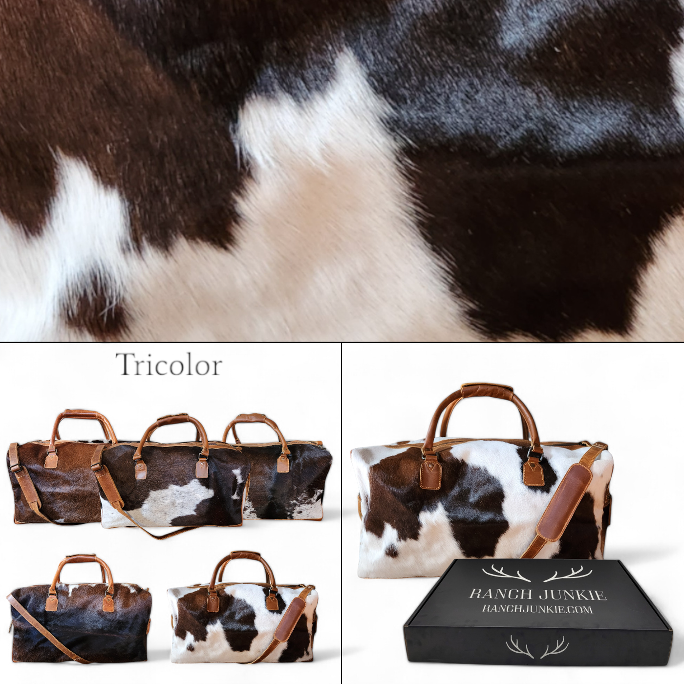 Genuine Cowhide Duffel Bag The Highlands Saddle Large Cowhide Duffel - Ranch Junkie Mercantile LLC 