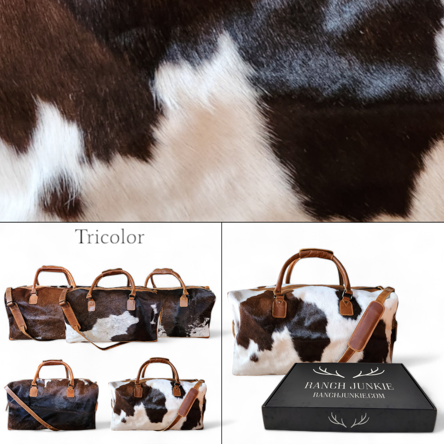 Genuine Cowhide Duffel Bag The Highlands Saddle Large Cowhide Duffel - Ranch Junkie Mercantile LLC 