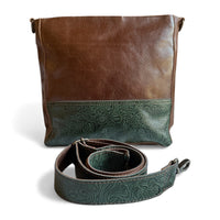 The Rancho Genuine Leather Bucket Purse with Turquoise Embossed Belt Strap - Ranch Junkie Mercantile LLC 