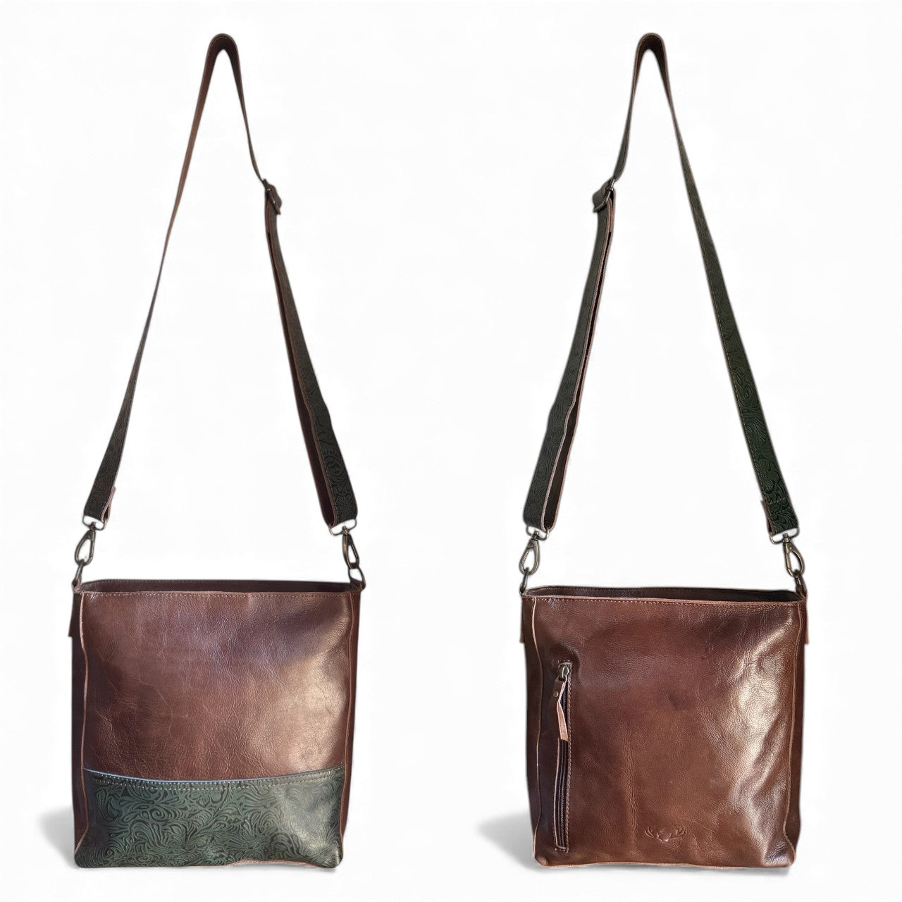 The Rancho Genuine Leather Bucket Purse with Turquoise Embossed Belt Strap - Ranch Junkie Mercantile LLC 