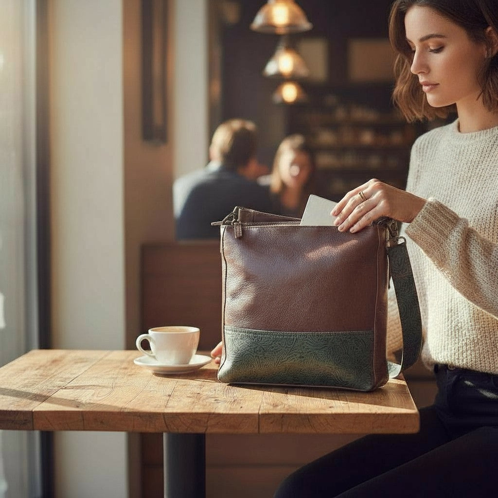 The Rancho Genuine Leather Bucket Purse with Turquoise Embossed Belt Strap - Ranch Junkie Mercantile LLC 