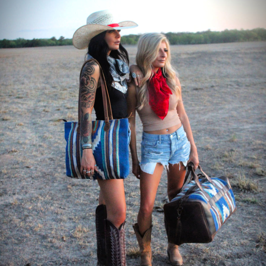 Southwestern Large Handwoven Wool Boho Tote Dakota Saddle Blanket Bag - Ranch Junkie Mercantile LLC 