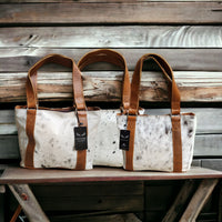 Genuine Cowhide Tote Handbag Black Highlands Purse - Ranch Junkie Mercantile LLC 