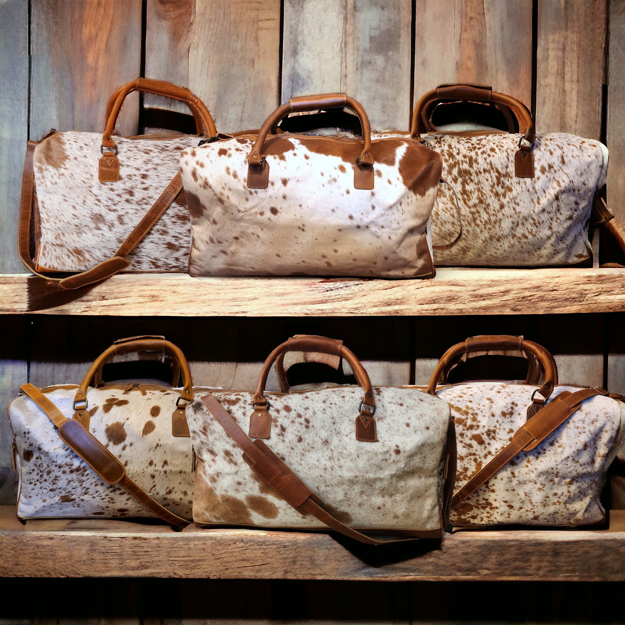 Genuine Cowhide Duffel Bag The Highlands Saddle Large Cowhide Duffel - Ranch Junkie Mercantile LLC 