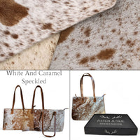 Bundle Deal Highlands Cowhide Large Tote Saddle + Envelope Cowhide Large Wallet Saddle - Ranch Junkie Mercantile LLC 