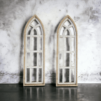 Set Of 2 White Waters Cathedral Windows - Farmhouse Cathedral Windows Rustic White 4 Sizes - Ranch Junkie Mercantile LLC 