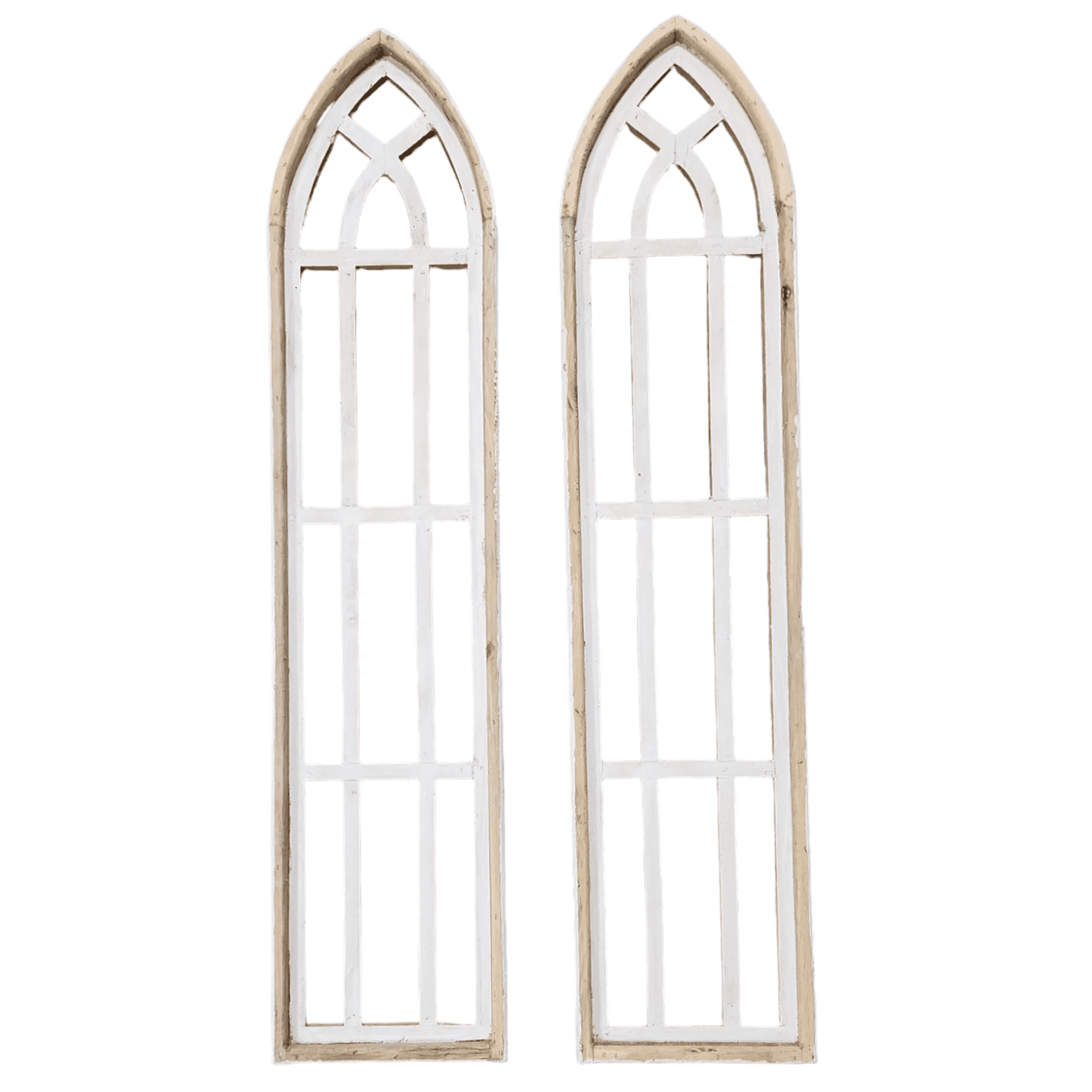 Set Of 2 White Waters Cathedral Windows - Farmhouse Cathedral Windows Rustic White 4 Sizes - Ranch Junkie Mercantile LLC 