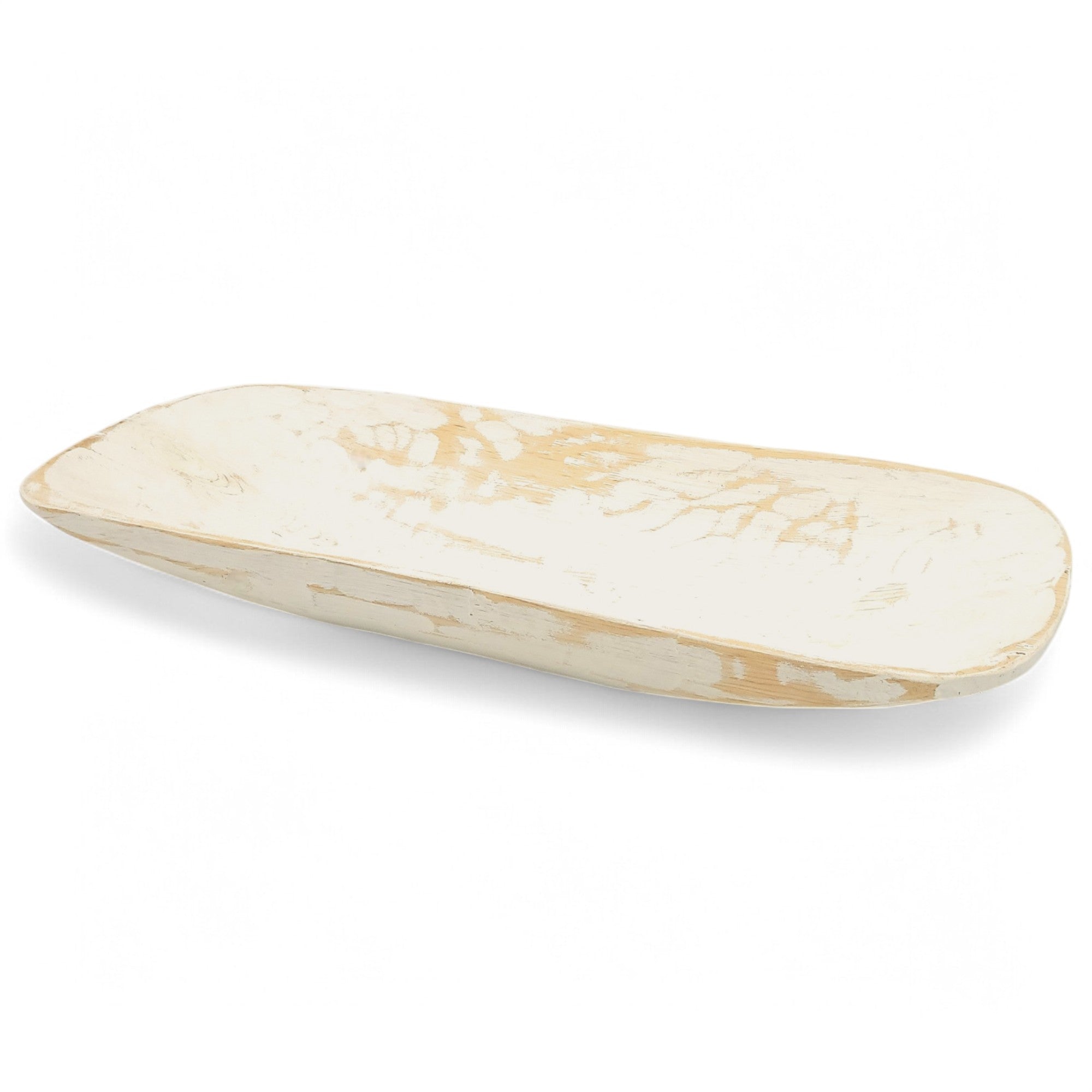2 Color Options- 17"-20.5" Baguette Dough Bowl, The Barren Decorative Bowl, Table Center Piece Farmhouse Brown Or Rustic White - Ranch Junkie Mercantile LLC 