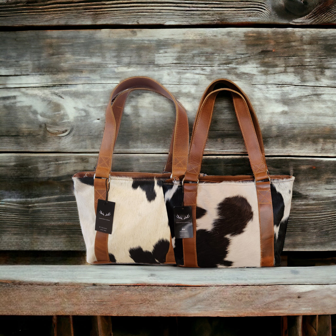 Genuine Cowhide Tote Handbag Black Highlands Purse