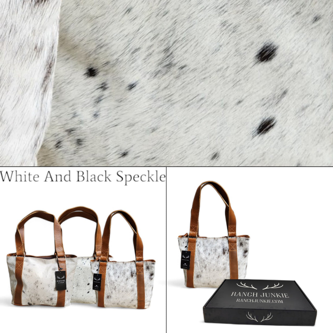 Bundle Deal Highlands Cowhide Tote Purse Black + Envelope Cowhide Large Wallet Black - Ranch Junkie Mercantile LLC 