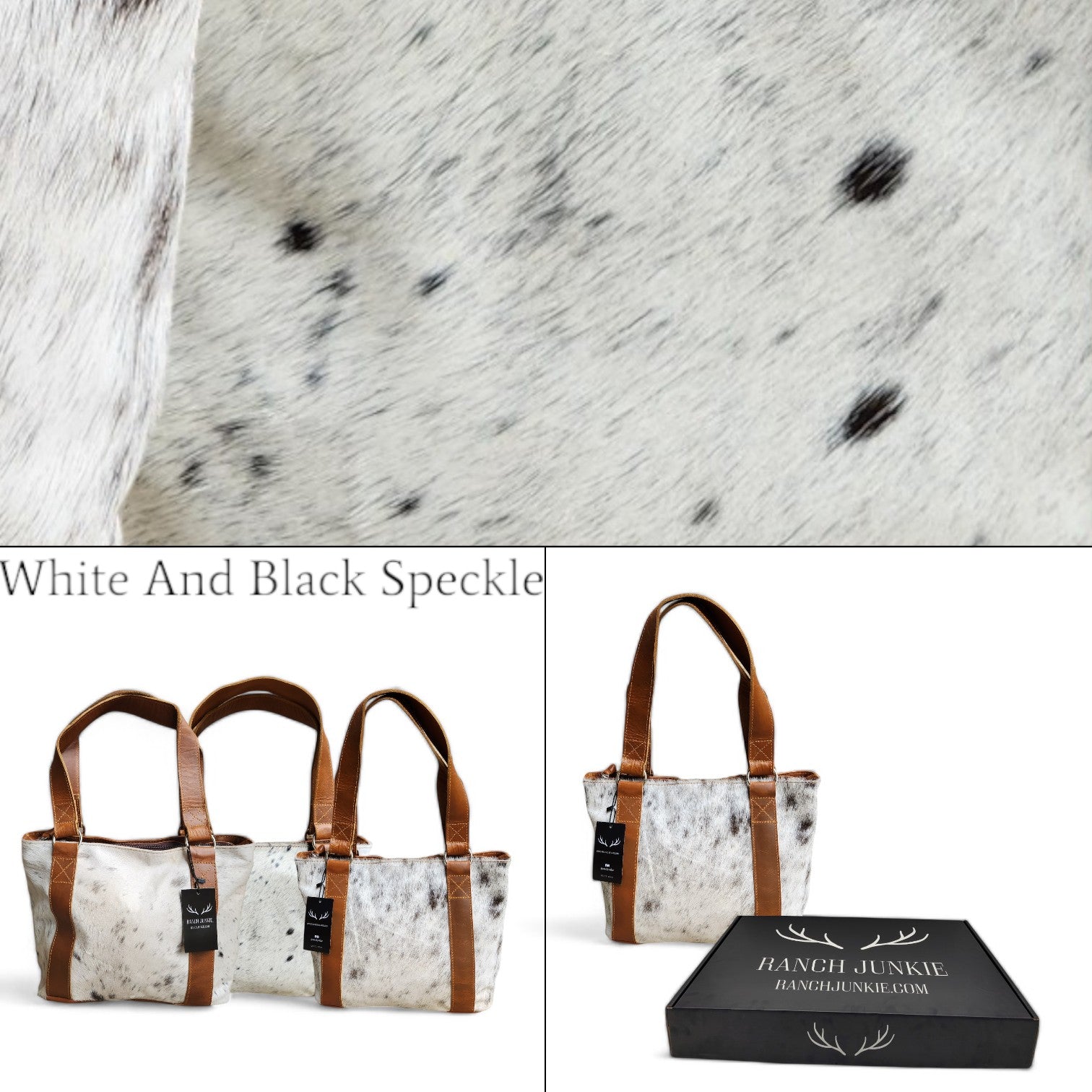 Genuine Cowhide Tote Handbag Black Cowhide Highlands Purse - Ranch Junkie Mercantile LLC 