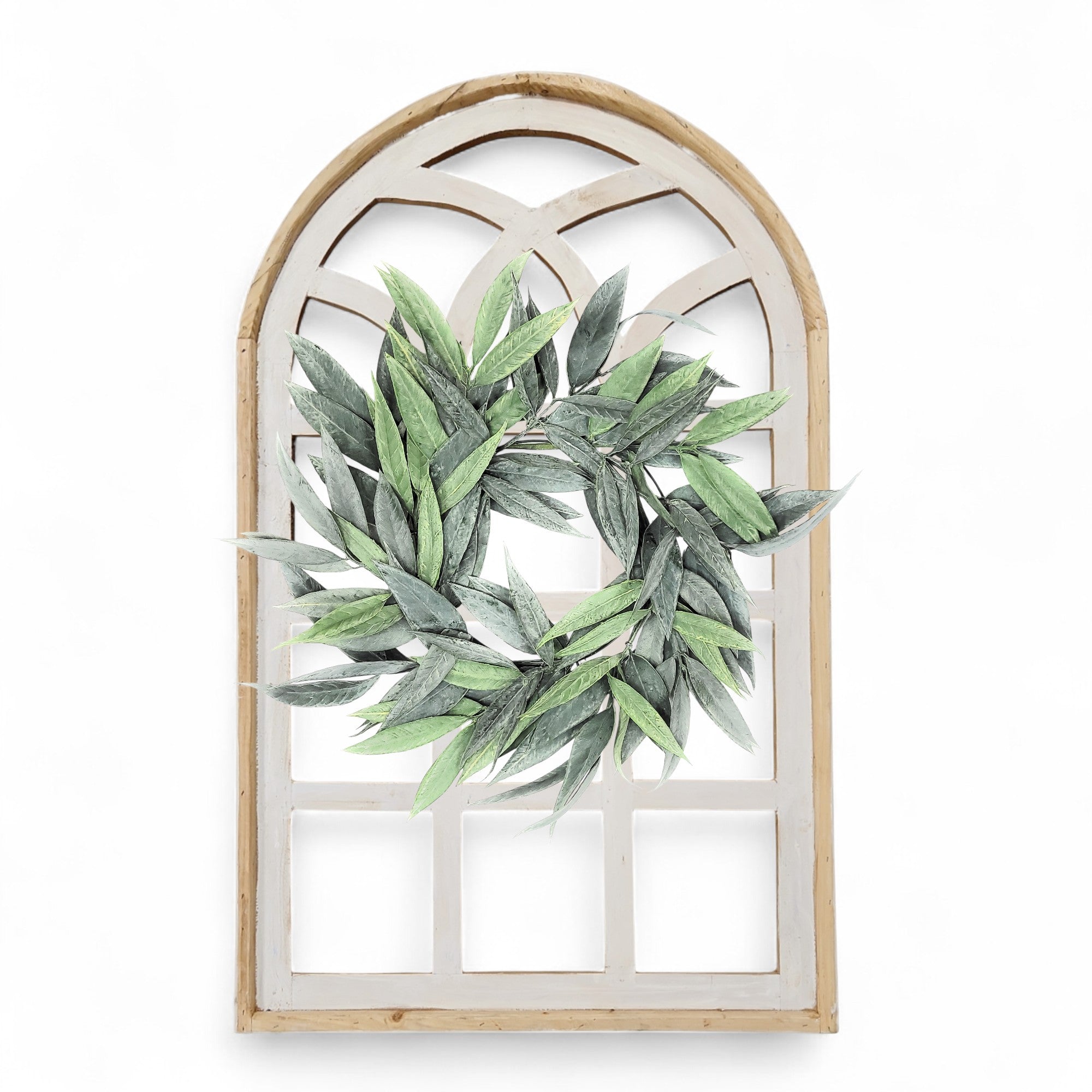 木製　額縁 ガラス　ヴィンテージ　約131×77.5センチ Paradise Fields Window Arch Wreath Farmhouse Wall Decor 44