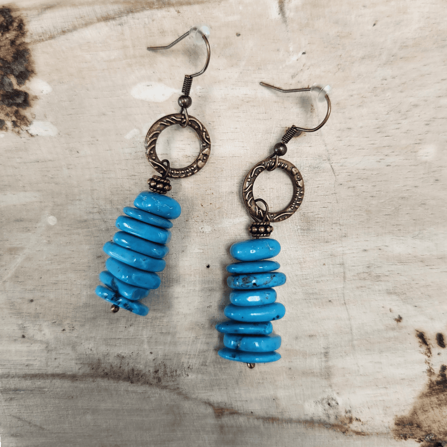 Blue Turquoise Stacked Gemstone Earrings jewelry earringsRanch Junkie