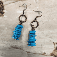 Blue Turquoise Stacked Gemstone Earrings - Ranch Junkie Mercantile LLC 