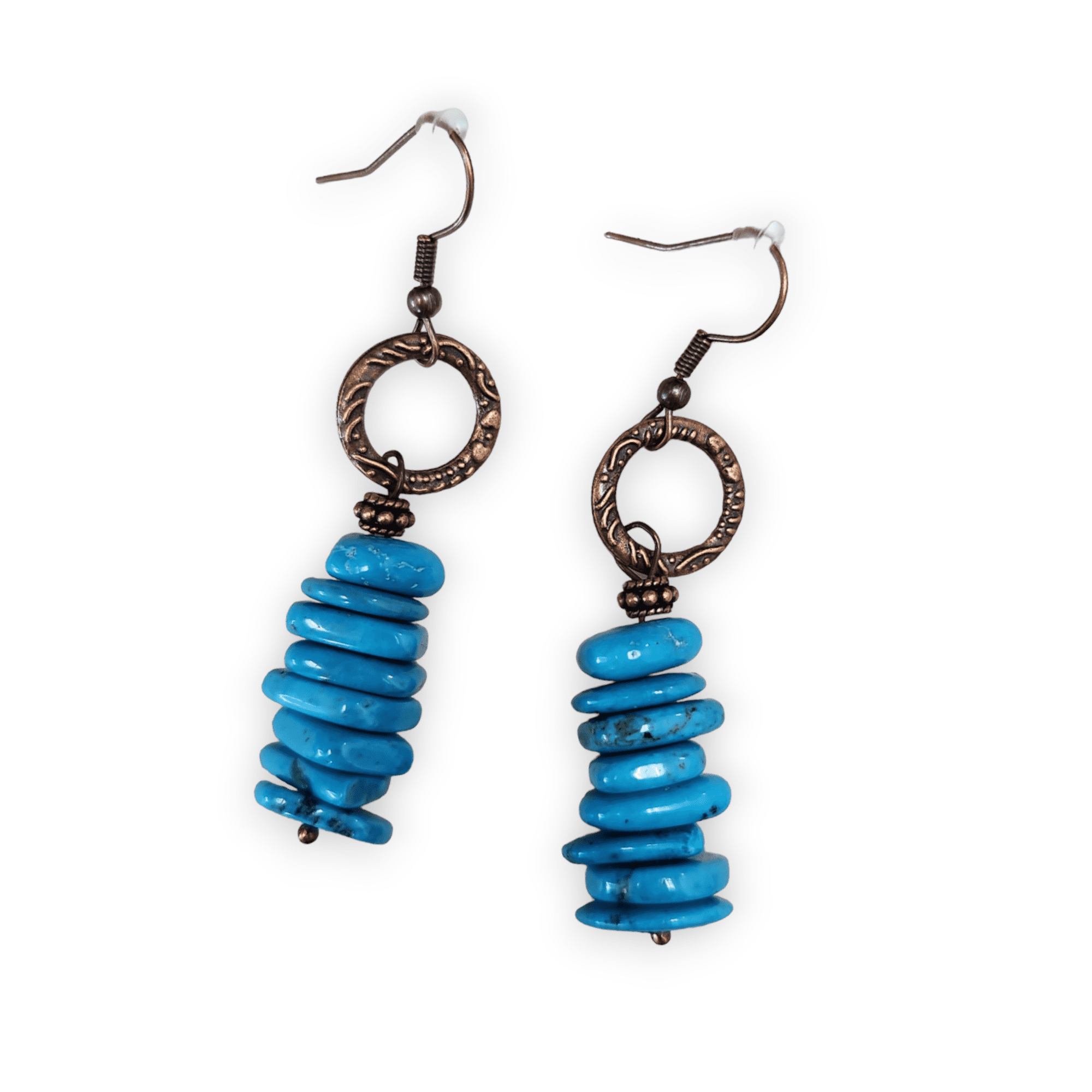 Blue Turquoise Stacked Gemstone Earrings - Ranch Junkie Mercantile LLC 