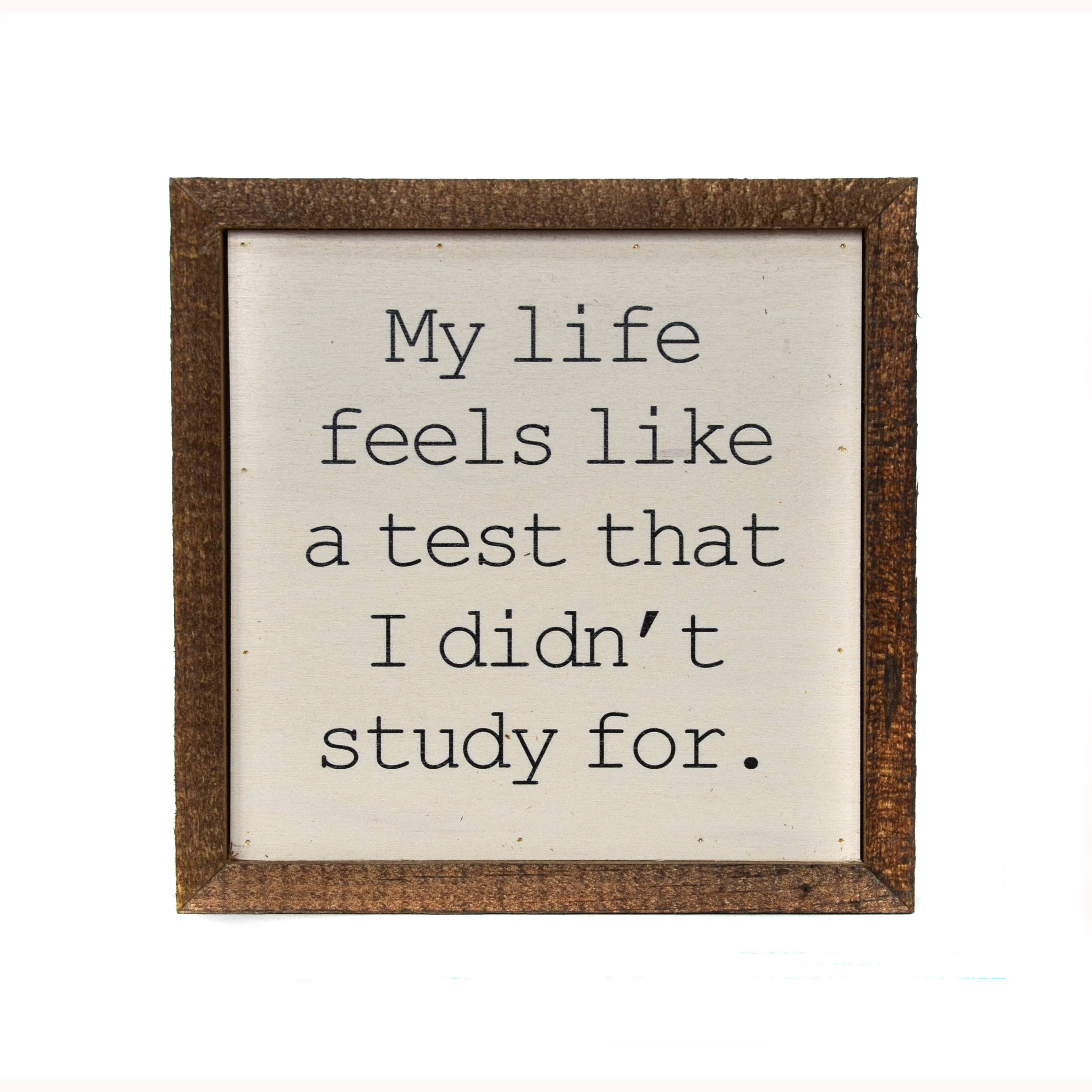 6x6 My life feels like a test I didn't study for...Funny Wood Sign - Ranch Junkie Mercantile LLC 