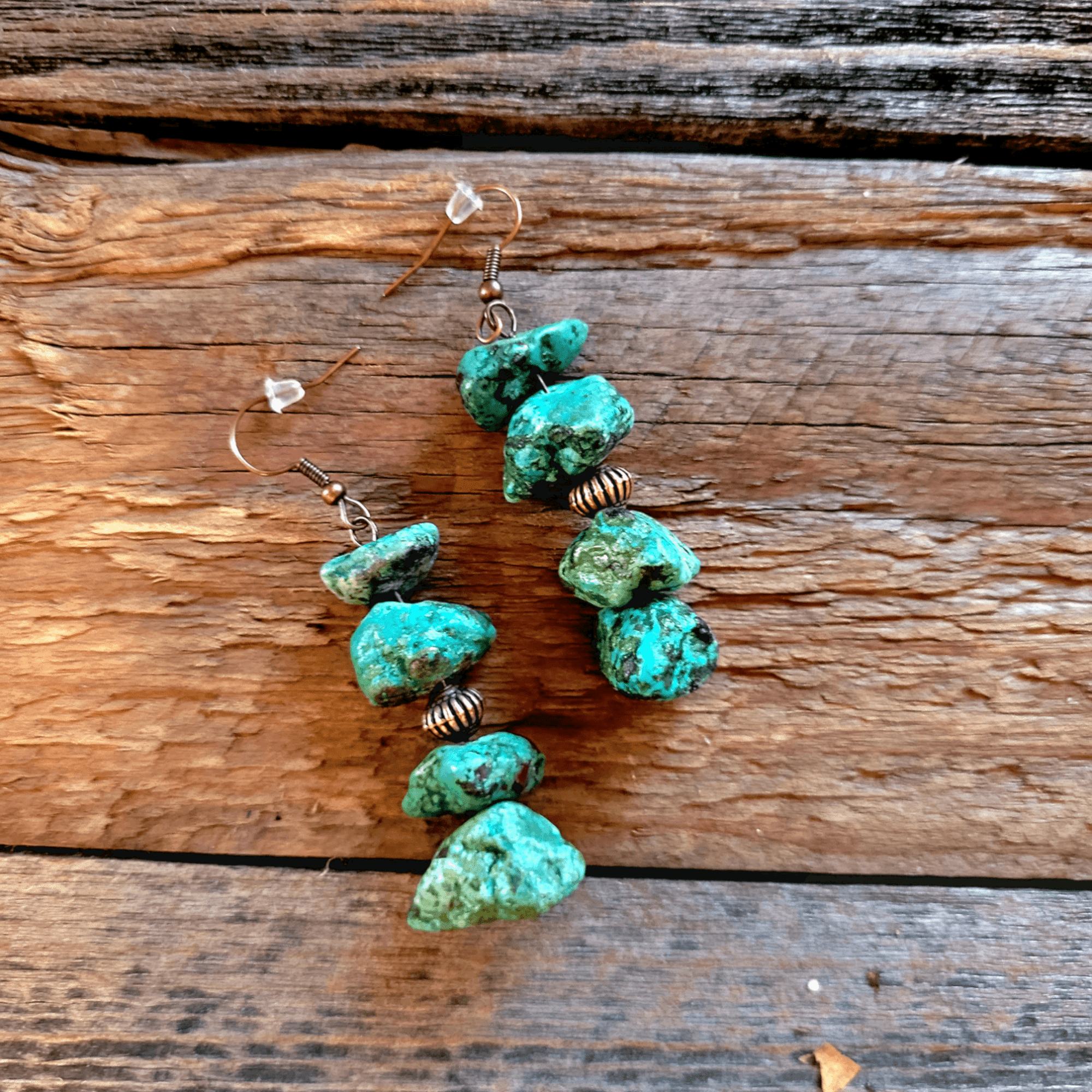 Stacked Turquoise and Copper Earrings - Ranch Junkie Mercantile LLC