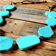 Bundle Deal-Blue Turquoise Slab Necklace + Blue Turquoise Slab Earrings + Leather Cuff - Ranch Junkie Mercantile LLC