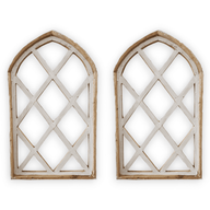 Farmhouse Wooden Wall Window Arch Wood Window - Lattice Gardens Antique White wall windowsRanch Junkie