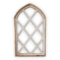 Farmhouse Wooden Wall Window Arch Wood Window - Lattice Gardens Antique White wall windowsRanch Junkie