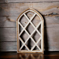 Farmhouse Wooden Wall Window Arch Wood Window - Lattice Gardens Antique White wall windowsRanch Junkie