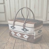 Aztec Large Weekender Southwestern Duffel Bag Coyote Ridge Saddle Blanket Bag 100% Leather Handles