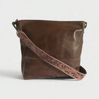 Rancho Genuine Leather Bucket Purse w/ Tooled Leather Strap