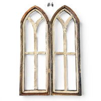 Sample Sale Rustic Large Ivory Point Cathedral Wood Window Arches | Farmhouse Wall Décor Sets 1-9 - Ranch Junkie LLC 