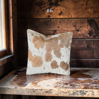 Sample Sale 18x18 Genuine Cowhide Pillow Covers Double Sided Highlands Cowhide Pillow - Ranch Junkie LLC 