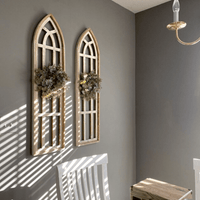 Set Of 2 White Waters Cathedral Windows - Farmhouse Cathedral Windows Rustic White 4 Sizes - Ranch Junkie Mercantile LLC 