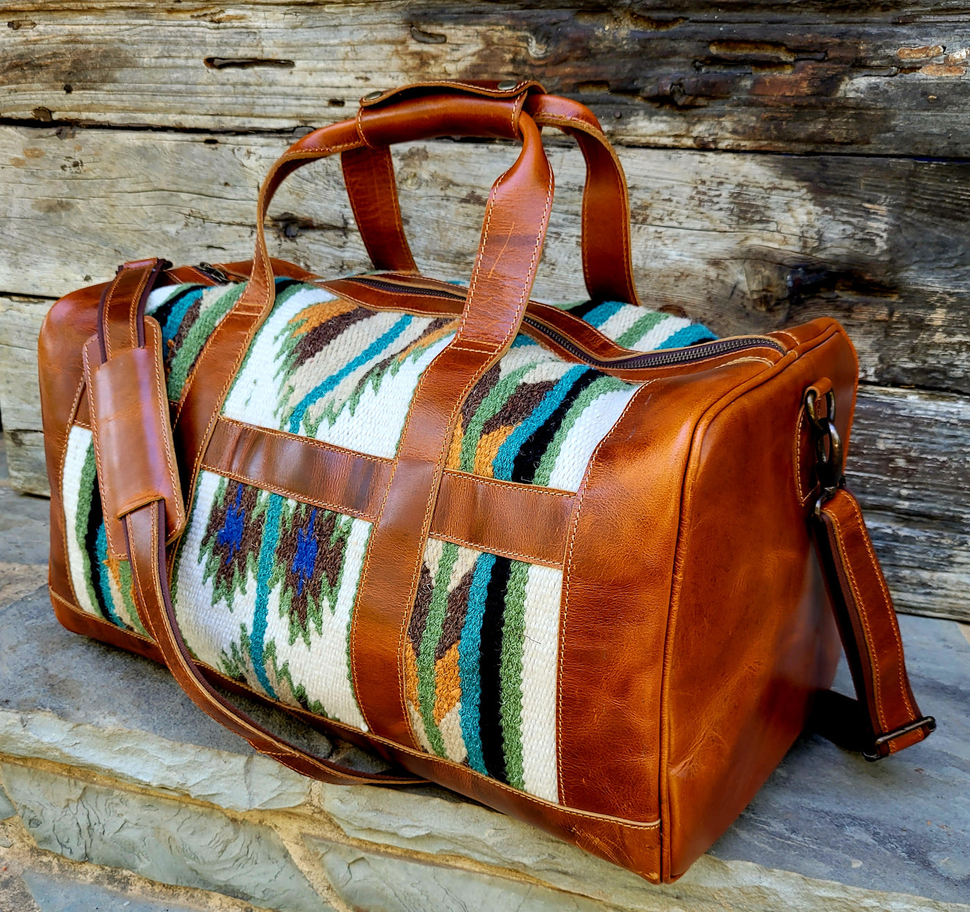 Bundle Deal-Aspen Southwestern Handwoven Wool Leather Weekender + Aspen Handwoven Wool Tote Purse Luggage & BagsRanch Junkie