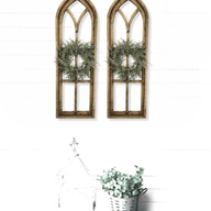 36" X 12" Farmhouse Rustic Wooden Wall Window Arches Rustic Brown Dandelion - Wood Window - Ranch Junkie Mercantile LLC