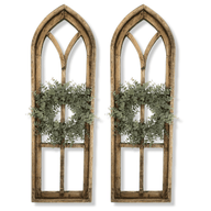 36" X 12" Farmhouse Rustic Wooden Wall Window Arches Rustic Brown Dandelion - Wood Window - Ranch Junkie Mercantile LLC