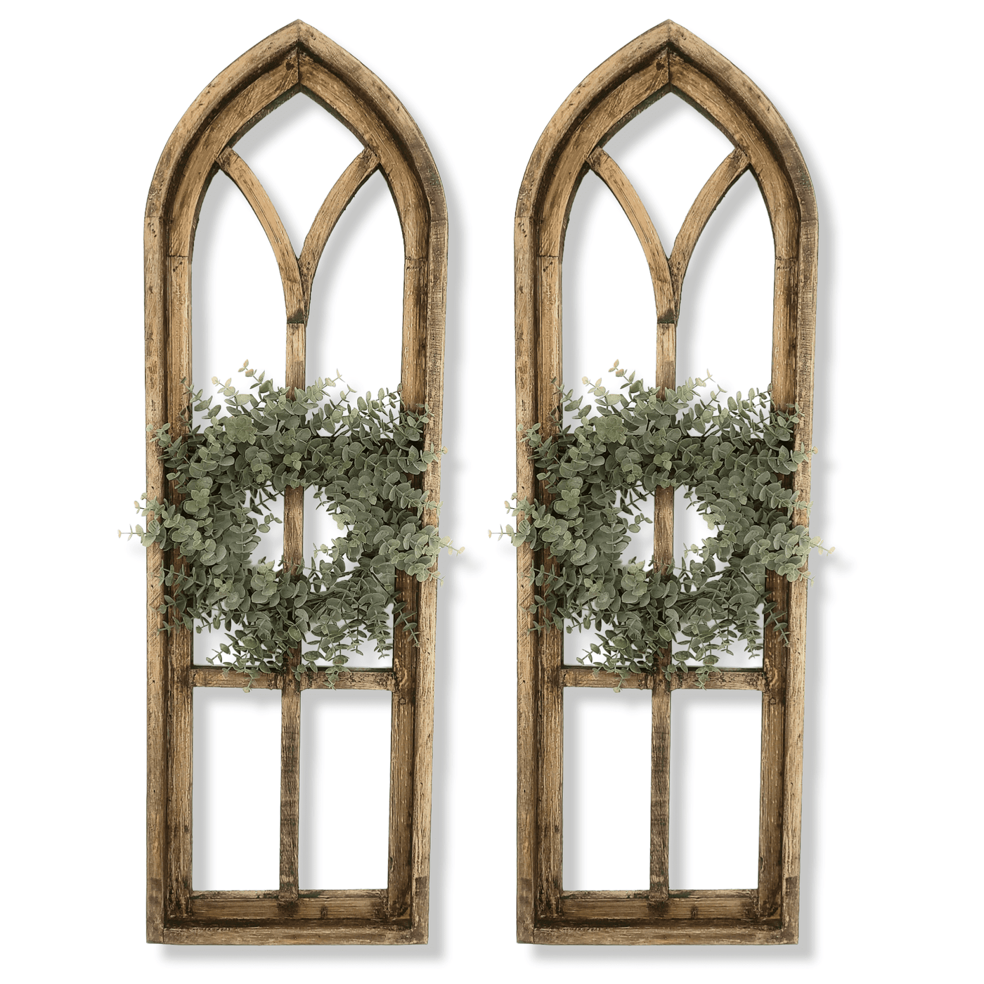 36" X 12" Farmhouse Rustic Wooden Wall Window Arches Rustic Brown Dandelion - Wood Window - Ranch Junkie Mercantile LLC