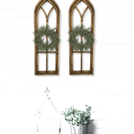36" X 12" Farmhouse Rustic Wooden Wall Window Arches Rustic Brown Dandelion - Wood Window - Ranch Junkie Mercantile LLC