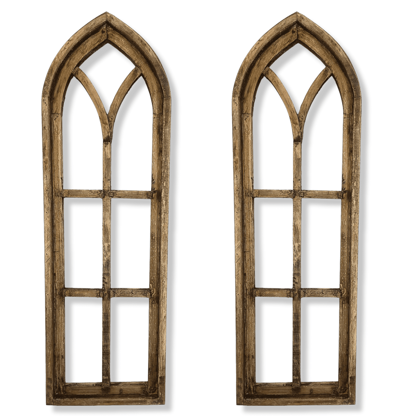 36" X 12" Farmhouse Rustic Wooden Wall Window Arches Rustic Brown Dandelion - Wood Window - Ranch Junkie Mercantile LLC