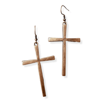 Bundle Deal Copper Cross Earrings + Handcrafted Cross Wood Bowl - Ranch Junkie Mercantile LLC 