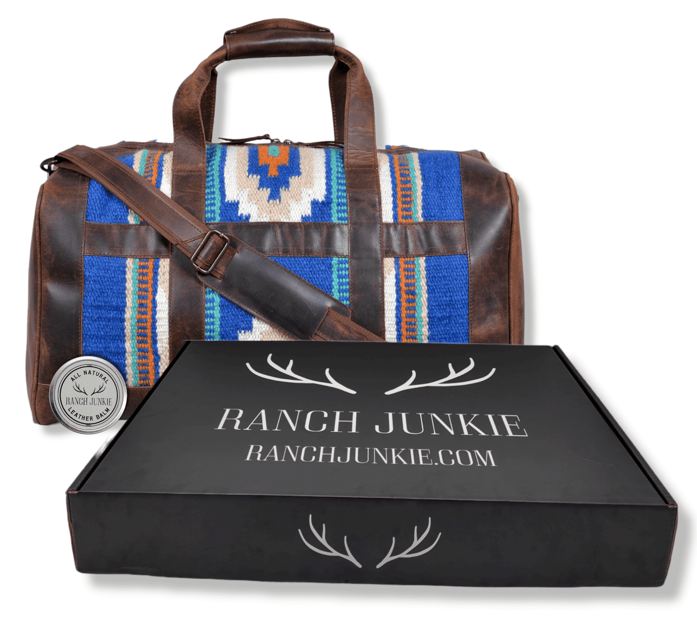 The Dakota Southwestern Leather Aztec Weekender Duffel Bag - 45L - Ranch Junkie Mercantile LLC